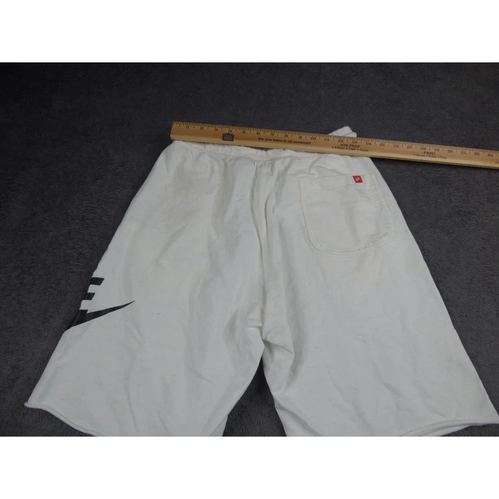 Nike Mens Sportswear French Terry Alumni Shorts White Black Logo AR2375-100 M